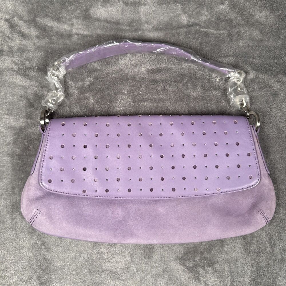 Ann Taylor NWT Small Purple LEATHER Evening Bag/ Chain Handle *Damage*